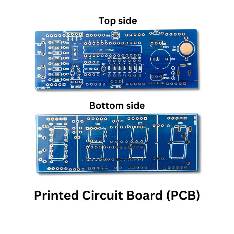 4-digit clock electronics kit components Printed Circuit Board