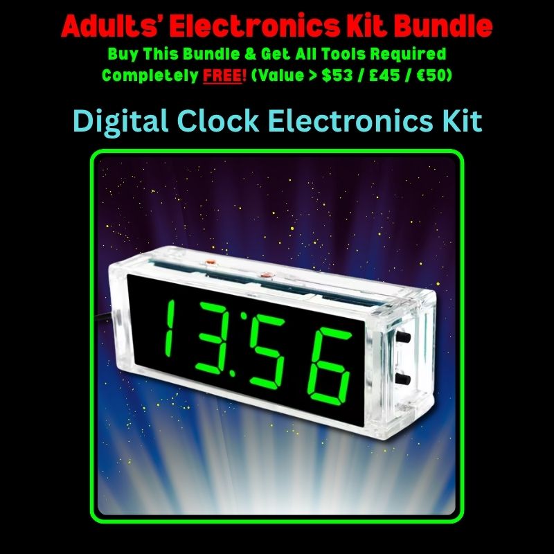 Adults Electronics Kit Bundle Digital Clock Kit