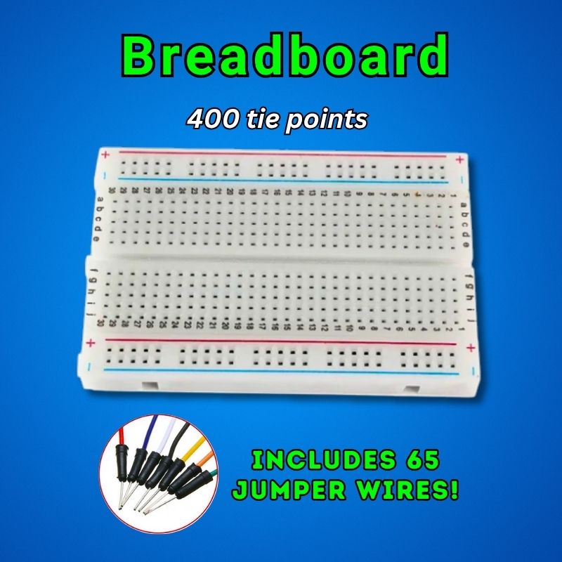 Breadboard with 400 tie-points with jumper wires included