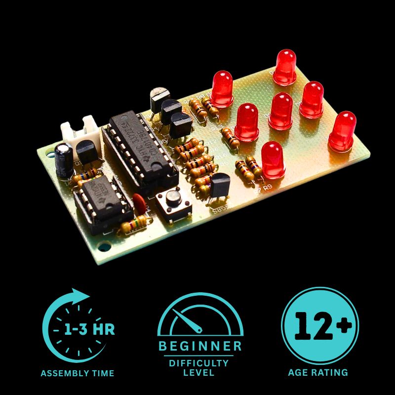 Electronic dice DIY kit main image with information