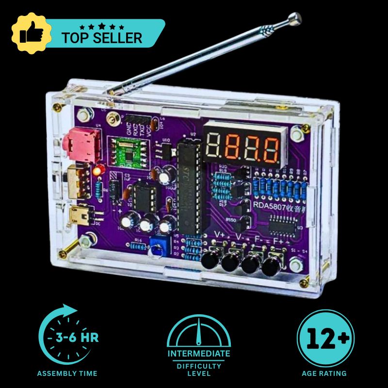 FM radio electronics building kit main image with information