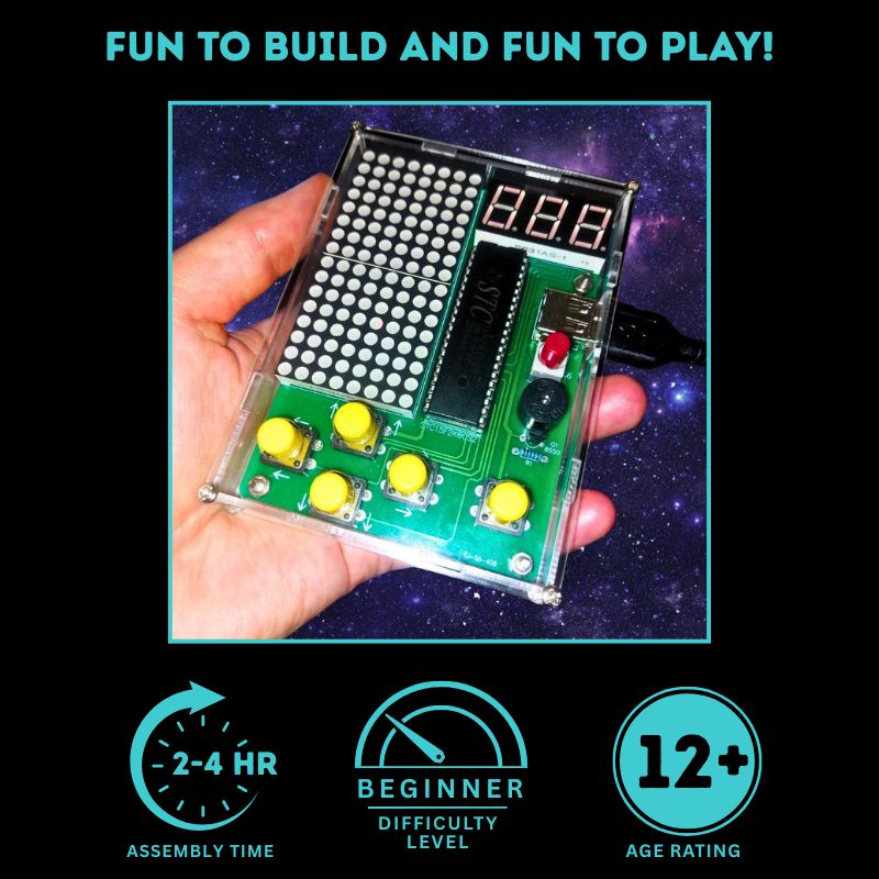Handheld Pixel Game Electronics kit main image with information