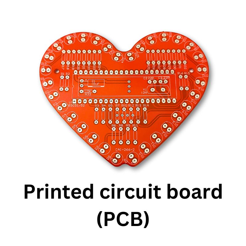 LED Heart electronics kit components Printed circuit board