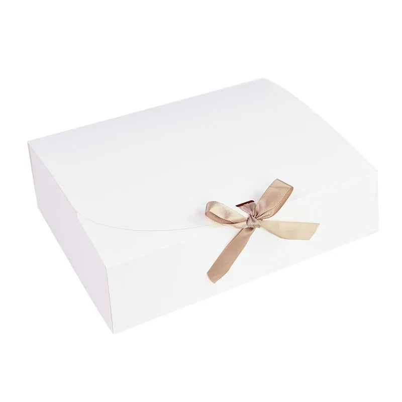 Large White gift box with a ribbon on a white background