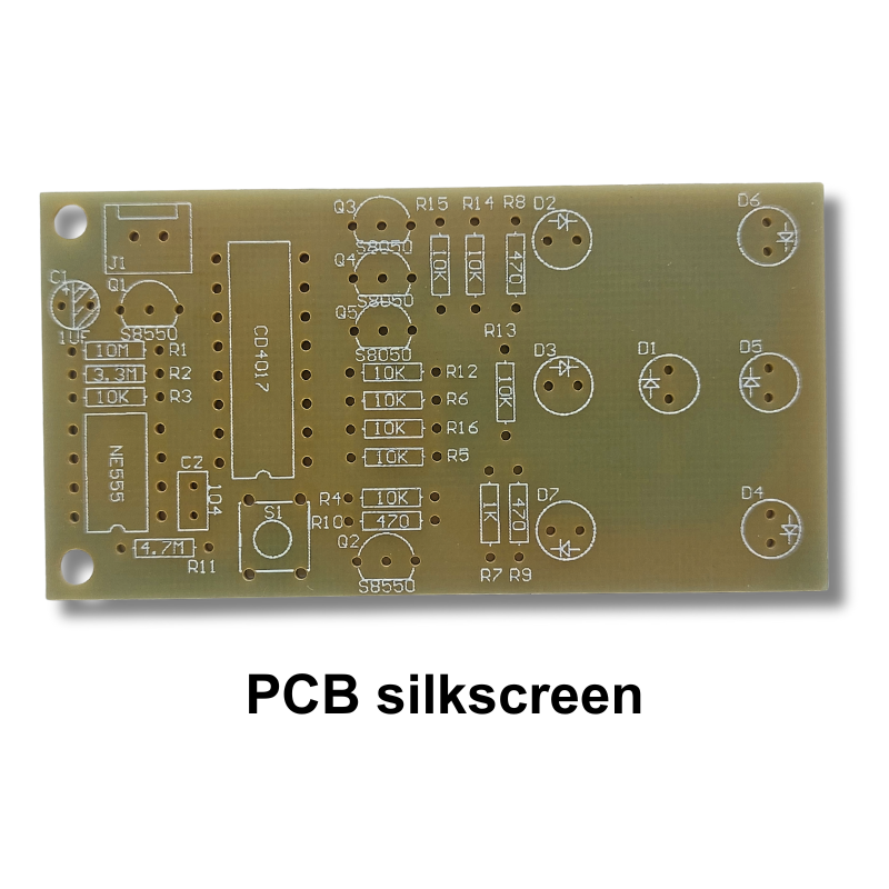 Electronic Dice PCB silkscreen