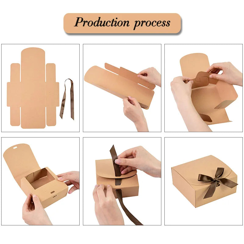Step-by-step process of assembling gift boxes