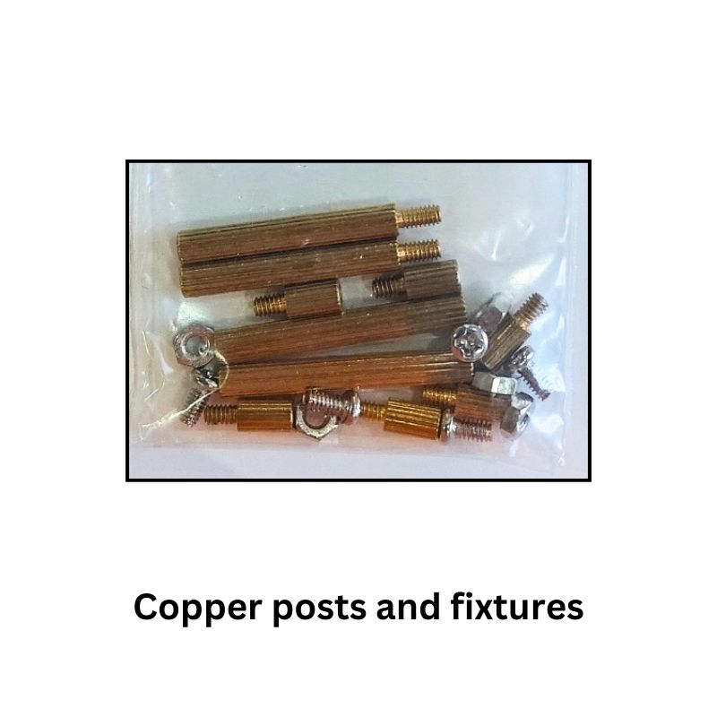 Ultrasonic Levitation Electronics kit components Copper posts and fixtures