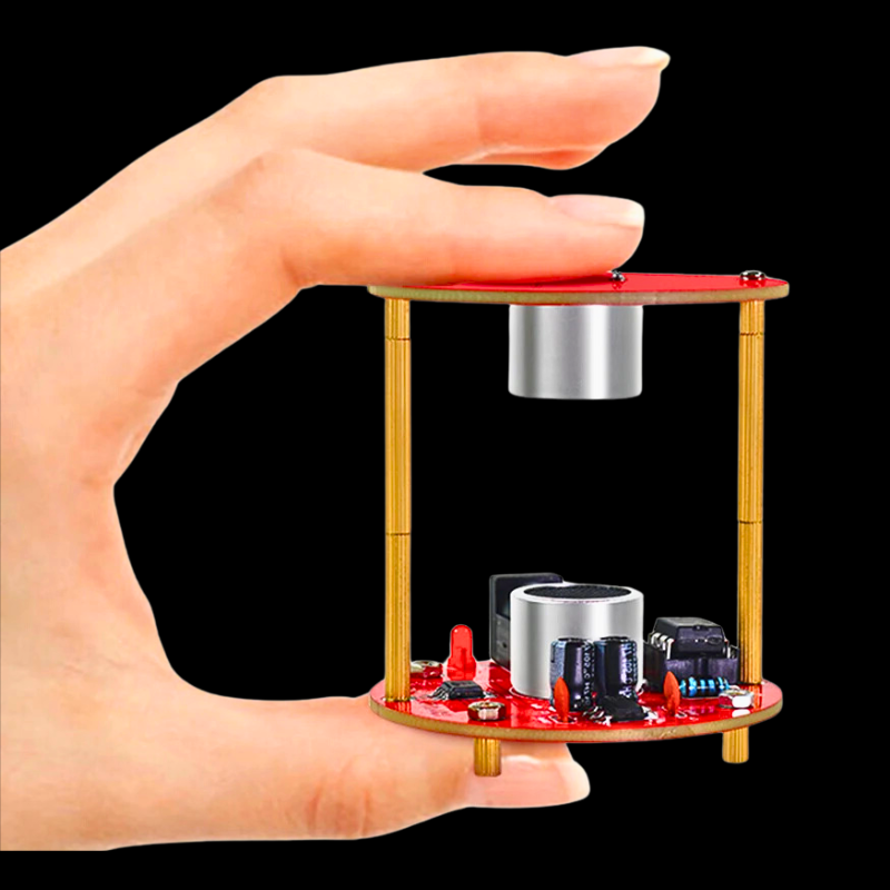 Ultrasonic levitation electronics kit in a hand for size comparison