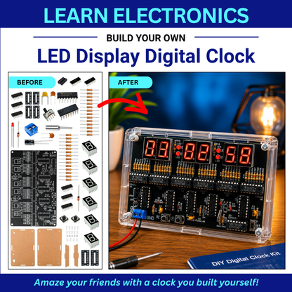 6-bit Digital Clock Electronics Kit Before and After