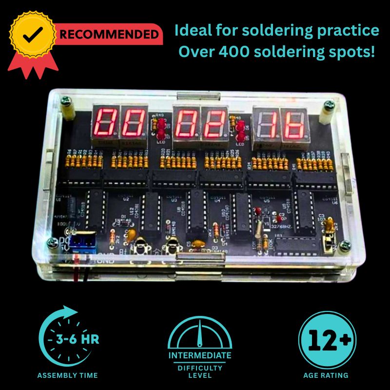6-digit clock electronics building kit main image with information