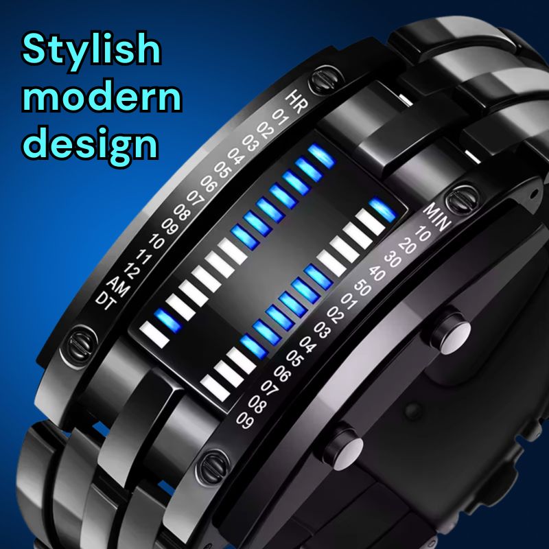 Binary Wristwatch Face Closeup