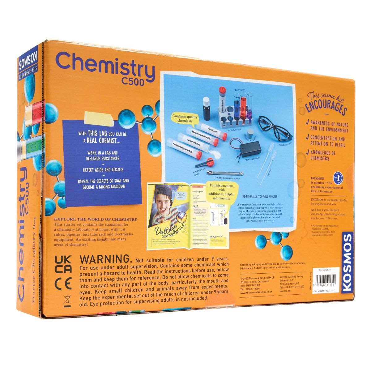 Thames and Kosmos C500 Chemistry Set box reverse