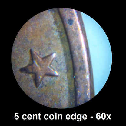 Coin magnified 60 times