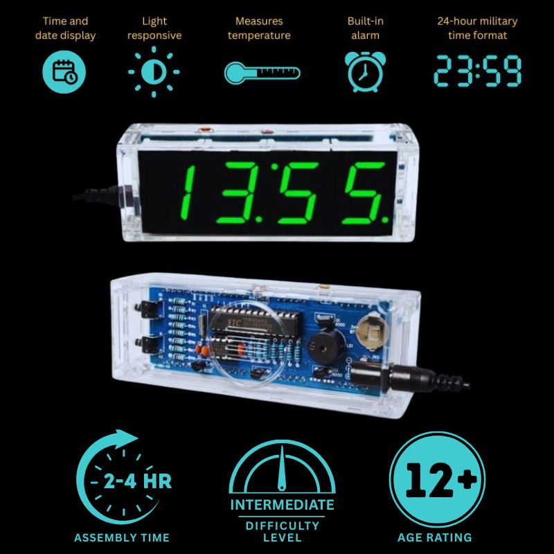 Digital Clock DIY Electronics kit main image with information