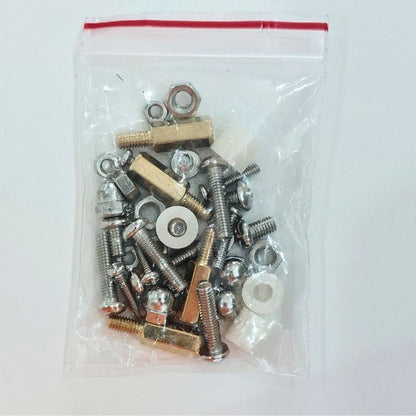 Electromagnetic cannon soldering kit components Screws and fixtures bag