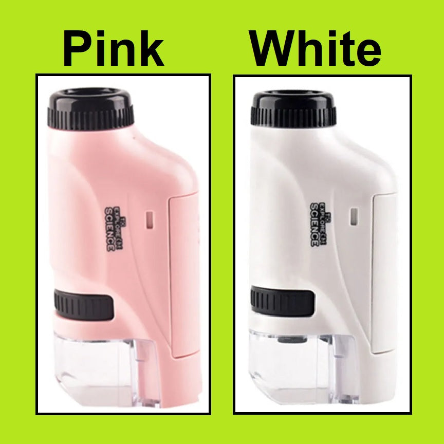 Handheld microscope in pink and white