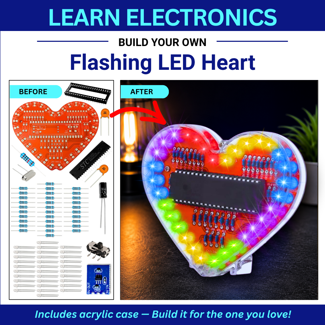 Heart LED Electronics STEM kit Before and After