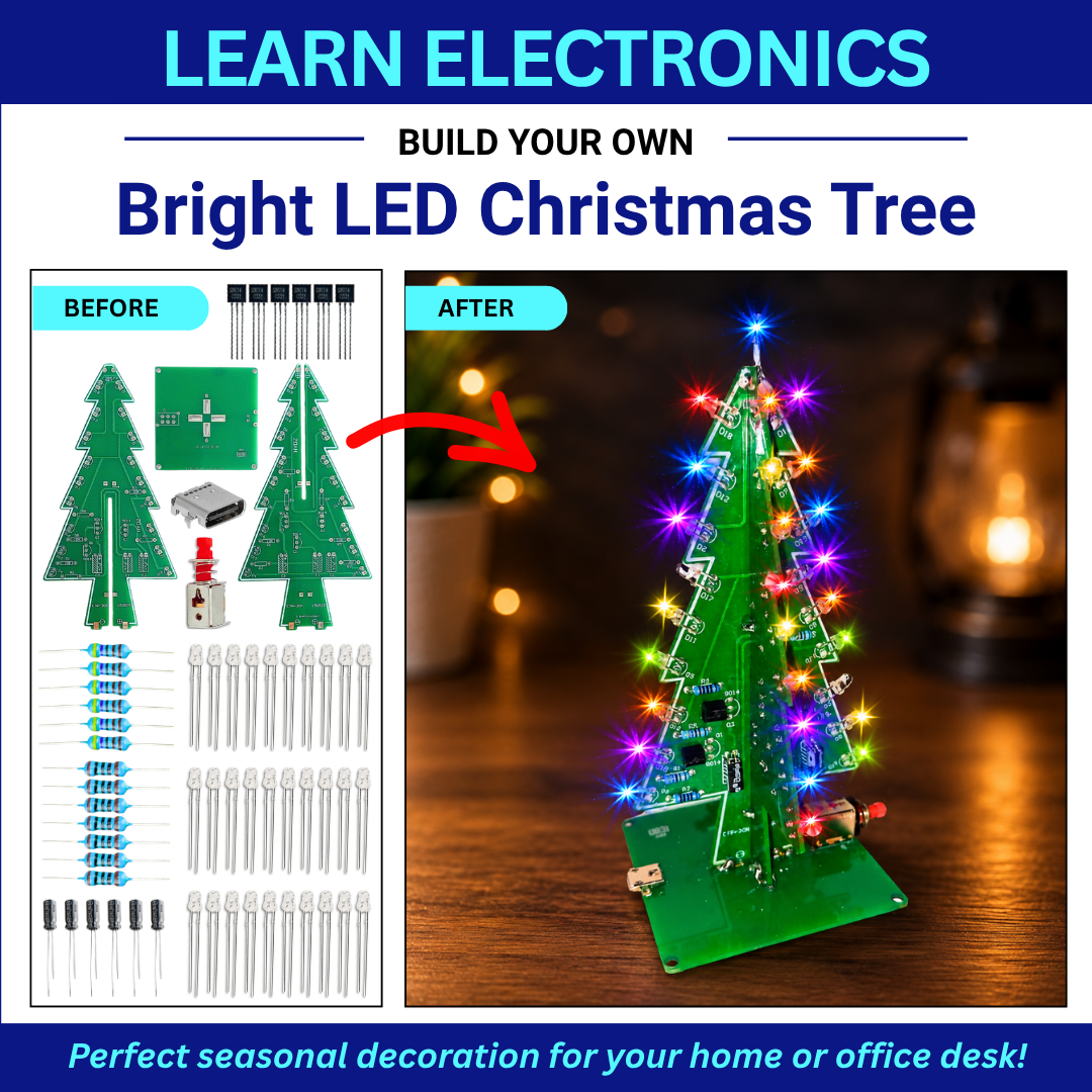 LED Christmas Tree Electronics Kit Before and After