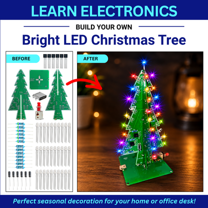 LED Christmas Tree Electronics Kit Before and After
