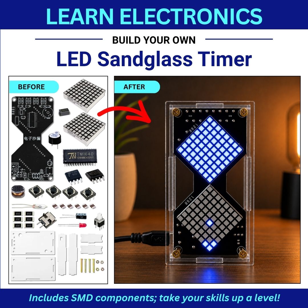 LED Sandglass Timer Kit Before and After