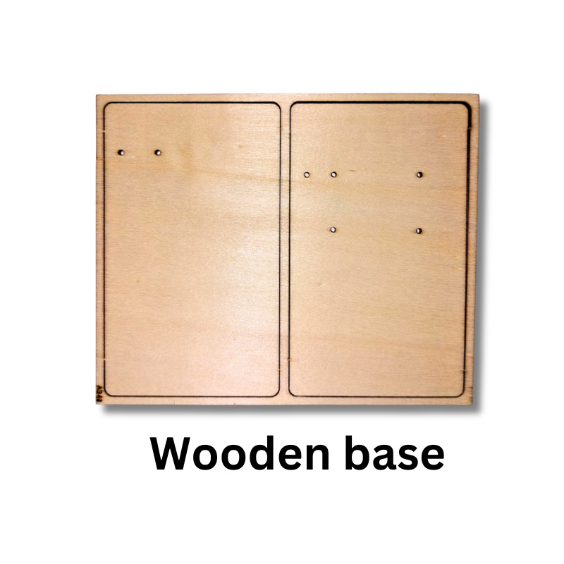 Morse code electronics kit contents-Wooden base