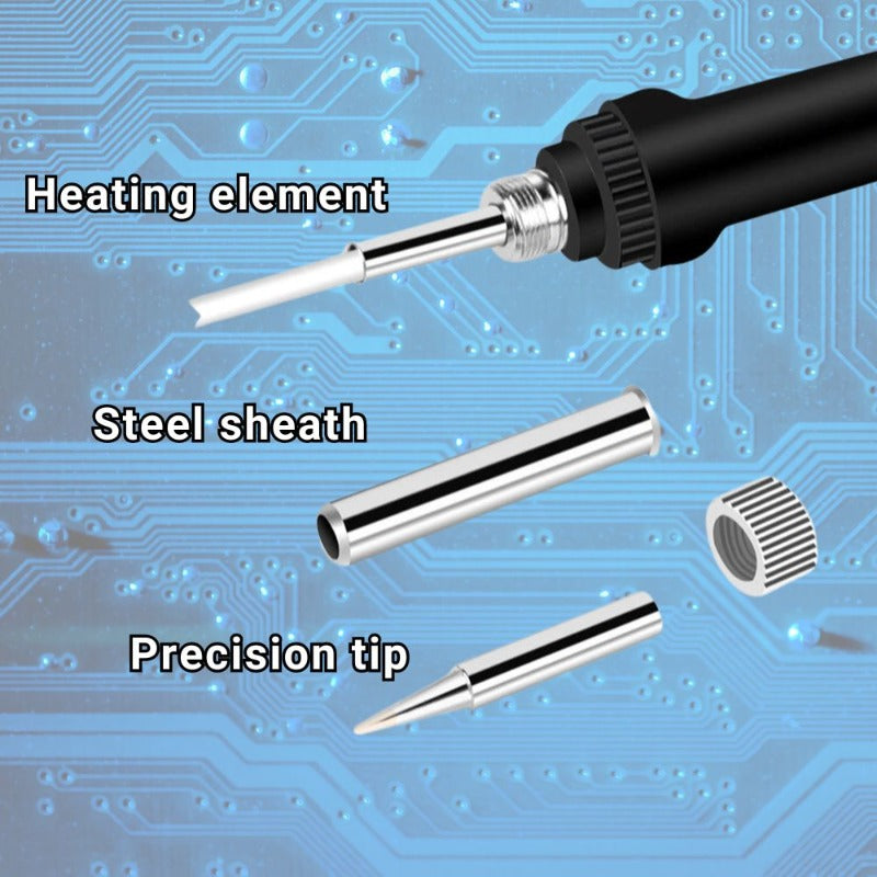 Soldering iron disassembled components