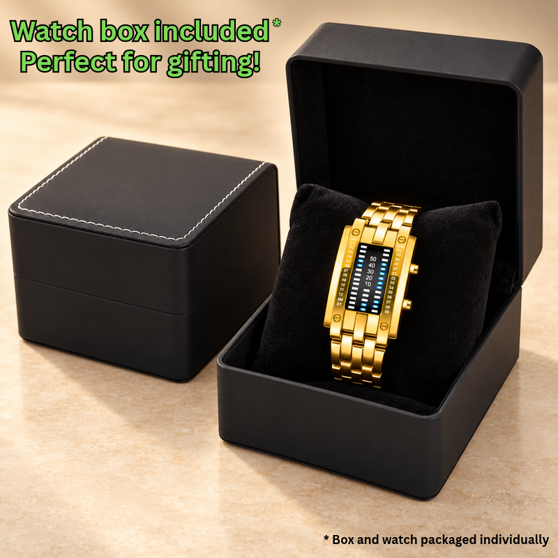 Watch box included with the binary wristwatch